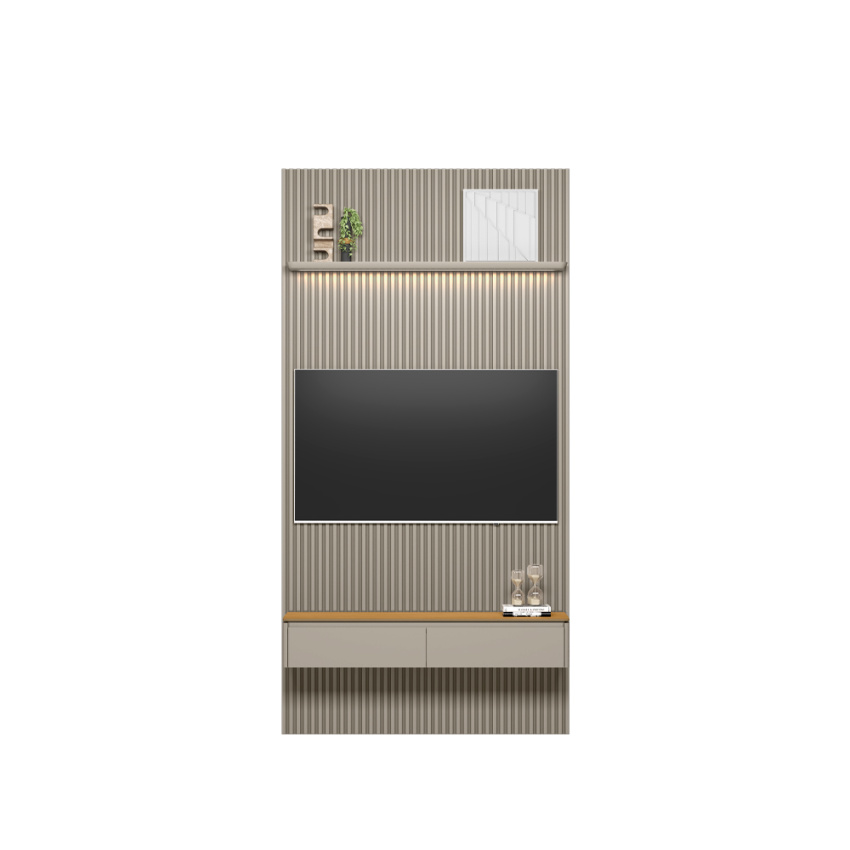 PAINEL RIPADO MODULAR 1.4 + NICHO CURVO 1.4 + PRATELEIRA CURVA 1.4