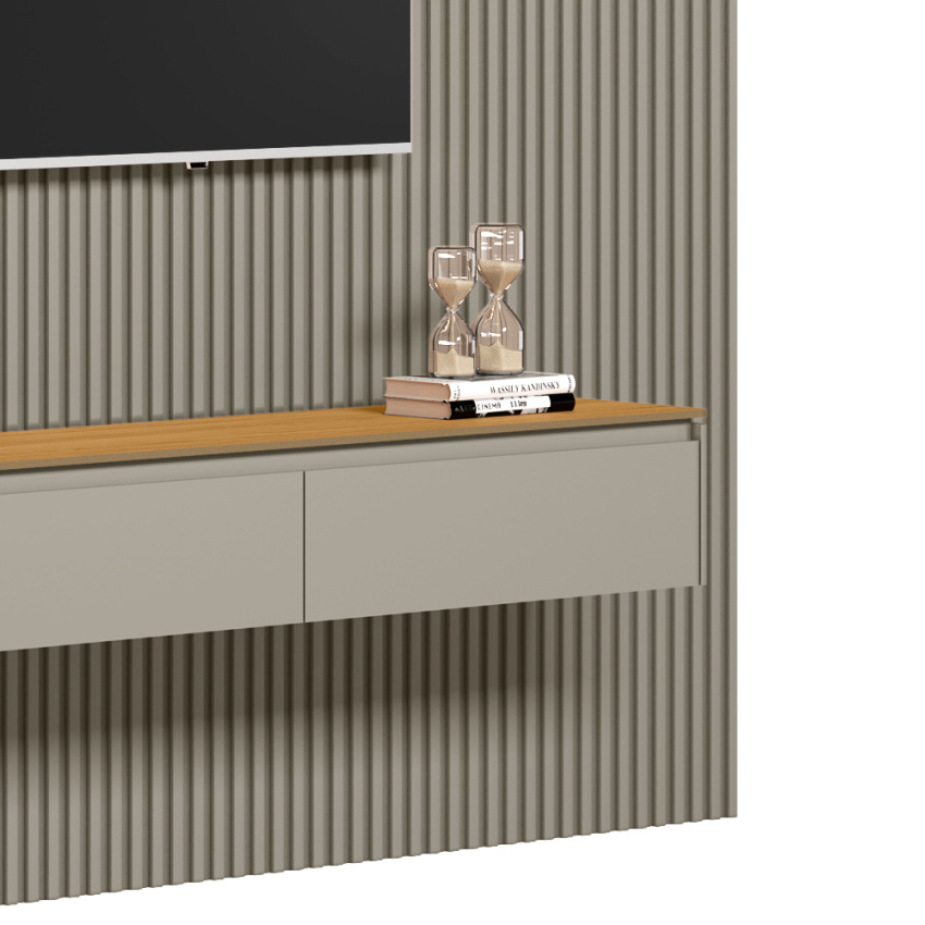 PAINEL RIPADO MODULAR 2.6 + NICHO CURVO 2.2 + PRATELEIRA CURVA 2.2