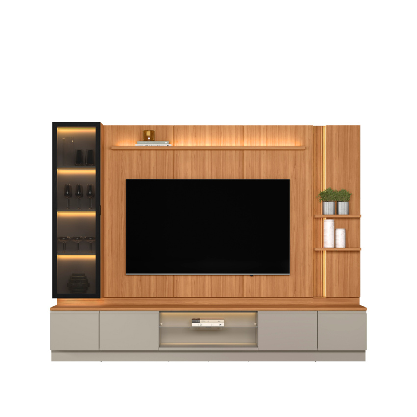 CONJUNTO RACK + PAINEL + 1 MODULO LATERAL + 1 MODULO CRISTALEIRA MAGNUM